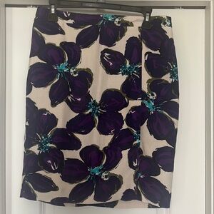 LOFT Purple and Blue Pencil Skirt Knee-Length Cocktail